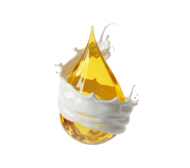 oil drop with milk splash isolated on background.
