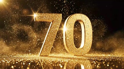 Golden Number Seventy Celebration Anniversary Background Loop. - Powered by Adobe