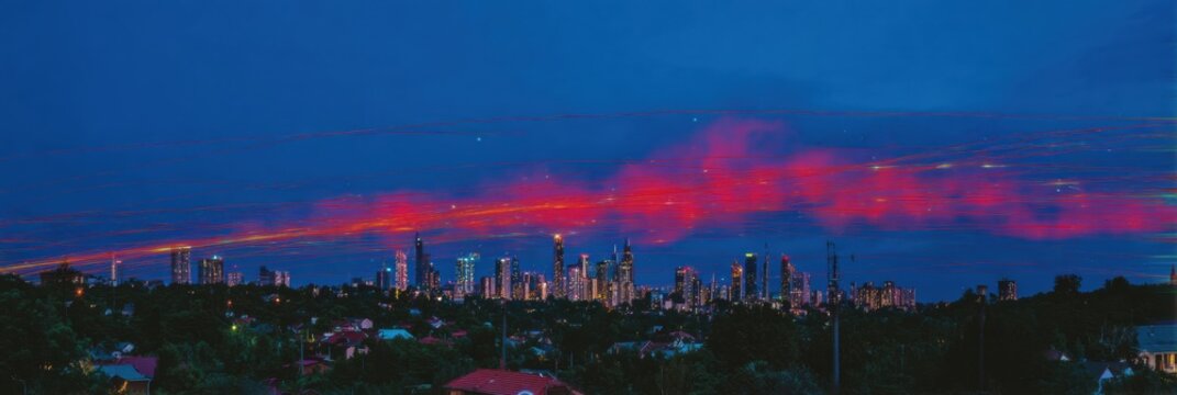 Edge Computing Smart City Night Scene Futuristic Data Exchange for Modern Tech Marketing and Professional Advertising Content