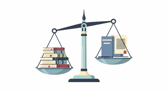 Conceptual illustration weighing the value of comprehensive learning through books against formal academic achievement and legal documentation on a balanced scale