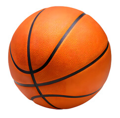 Orange basketball with black lines isolated on transparent background