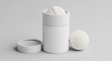 White Bath Bomb or Soap Packaging Mockup - Open Cardboard Tube