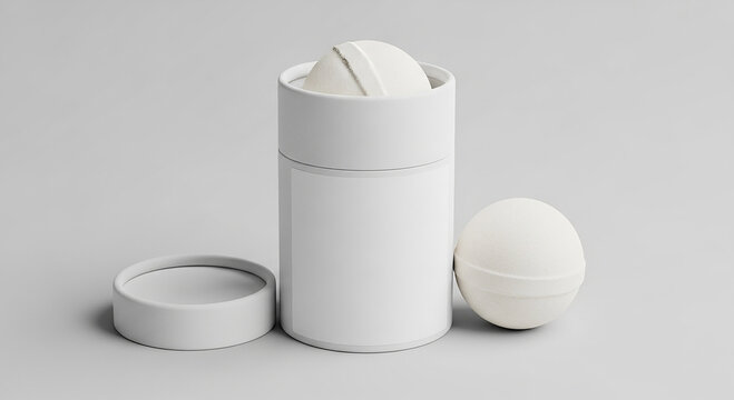 White Bath Bomb or Soap Packaging Mockup - Open Cardboard Tube