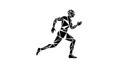 Abstract geometric design of a running man silhouette. Low poly vector illustration of an athlete in motion, symbolizing technology, speed, and modern fitness