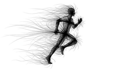Fototapeta premium Abstract human figure running with explosive kinetic energy, a conceptual sketch representing athletic determination and forward momentum