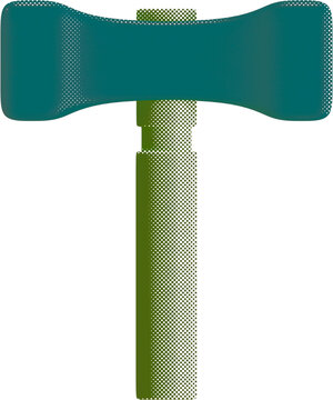 Stylized Double Headed Axe Illustration with Vintage Halftone Dotted Effect
