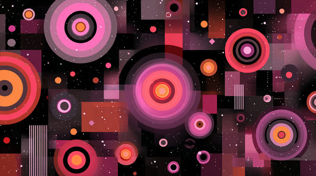 Layered circles and geometric patterns form an abstract digital background, ideal for futuristic design, technology visuals, UI projects, and modern graphic applications.
