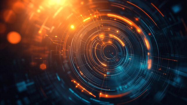 Layered circles and geometric patterns form an abstract digital background, ideal for futuristic design, technology visuals, UI projects, and modern graphic applications.
