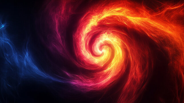 Abstract energy spiral with swirling neon colors radiating vibrant light and dynamic motion representing power, futuristic energy, digital visualization, and modern abstract digital art