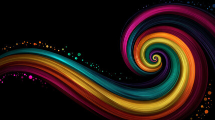 Abstract energy spiral with swirling neon colors radiating vibrant light and dynamic motion representing power, futuristic energy, digital visualization, and modern abstract digital art