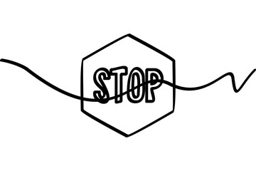Illustration of a stop sign with a continuous line design. An interesting abstract line design.