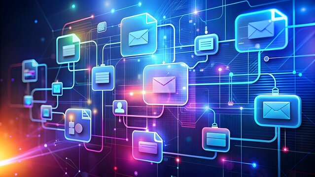 Digital network displays data files emails and user profile connectivity securely