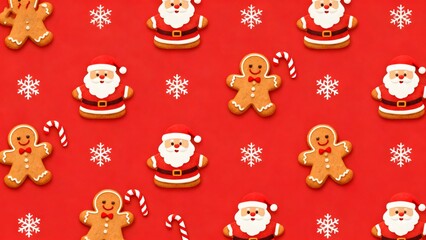 Christmas cookies and santa pattern