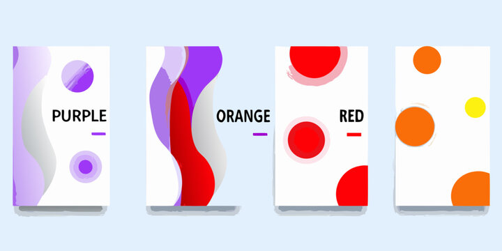Abstract color blocks with text labels purple orange red and yellow circles and shapes - Powered by Adobe