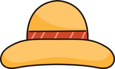 Cartoon yellow hat with red stripes