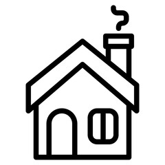 House with Snow on Roof Christmas Line Icon