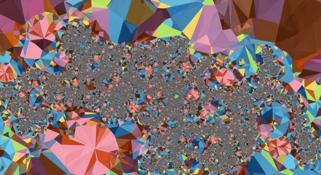 Abstract geometric pattern with vibrant colors and fractal elements