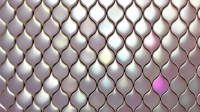 Iridescent mosaic tile background with a pearlescent scale pattern and colorful shimmer effect