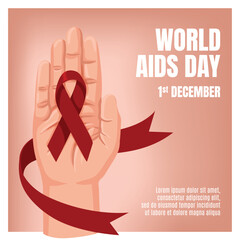 Open Palm Holding The Red Ribbon Symbolizing Compassion And Global Awareness On World AIDS Day