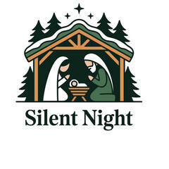 Merry christmas nativity scene with jesus birth illustration