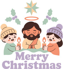 Festive merry christmas celebration illustration with holiday elements