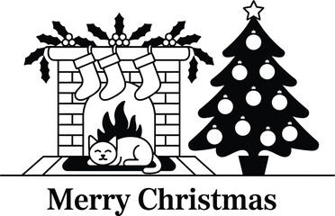 Festive merry christmas greeting with decorative elements