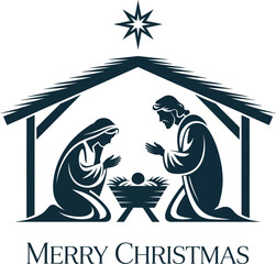 Merry christmas jesus birth nativity scene illustration