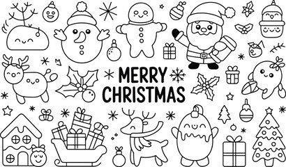 Festive christmas holiday icons collection for festive designs