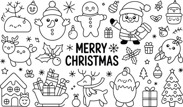 Festive christmas holiday icons collection for festive designs