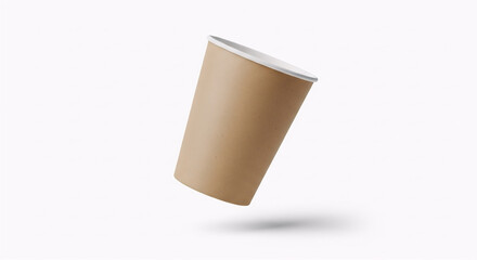 Compostable Coffee Cup Mockup Floating Gracefully with Realistic Shadow Effect