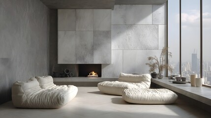 Modern Living Room Minimalist Alabaster Japandi Italian Style Vibrant Accents Crisp Details Elegant Design Luxurious Ambiance Sophisticated Appeal (AI-Generated)