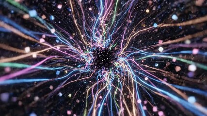 Abstract Cosmic Connectivity - A visually stunning abstract video depicting radiant, multicolored lines radiating from a central point, creating a sense of cosmic connection and dynamic energy. - Powered by Adobe