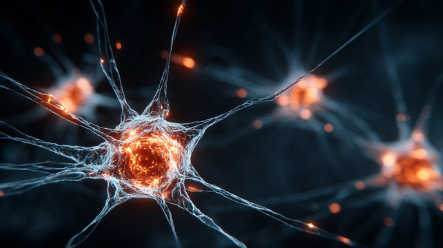 AI screen simulating intricate cell structures with glowing networks and digital patterns representing biotechnology, futuristic research, scientific visualization, and advanced digital modeling