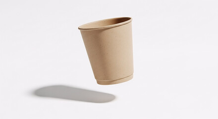 Elegant Compostable Coffee Cup Mockup Featuring Floating Cup and Minimal Design
