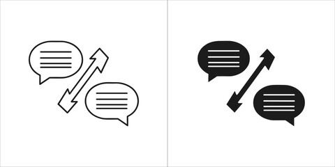 Chat bubble icons with double arrow, representing conversation and communication