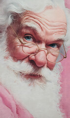 vintage, Santa, Claus, Christmas, retro, classic, holiday, festive, gifts, flowers, nostalgic, traditional, cheerful, red, white, holly, joy, art, painting, decor, winter, seasonal, Christmascard, ret