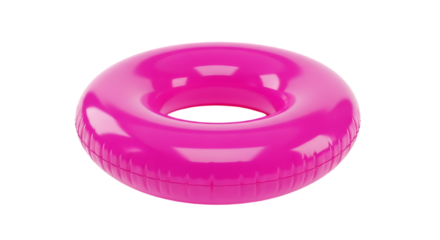 Pink inflatable swim ring isolated on a transparent background