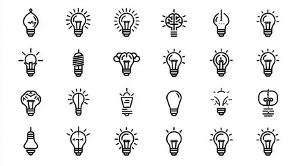 A collection of lightbulb icons symbolizing the spark of creativity innovative thinking and solutions to problems
