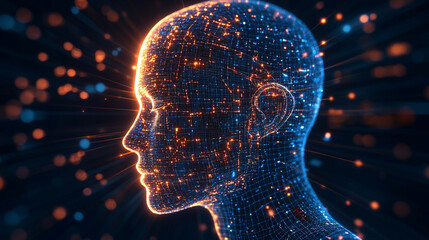 Concept of artificial intelligence and conscious machines visualized with glowing neural networks, digital brains, and futuristic elements representing AI cognition, technology, and advanced intellige
