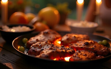 Festive Backyard Barbecue at Night. High quality