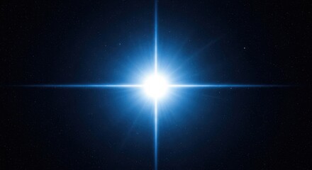 Bright blue star glowing cosmic light burst night sky astronomy space