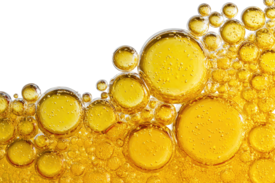 Golden oil bubbles on black