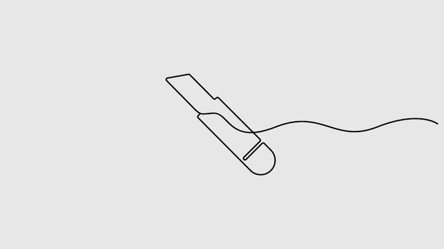 Knife continuous one line drawing animation video