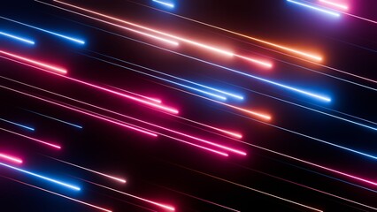 High-Velocity Blue and Red Neon Data Stream: Excellent as a dynamic background for gaming, cybersecurity, or fast-paced technology media.