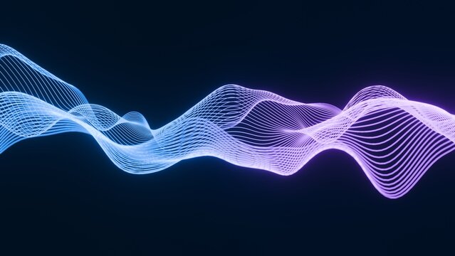 Abstract Cyber Waveform: Ideal for representing sound, digital data flow, or a clean, futuristic background for tech and music websites.