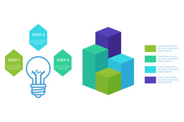 Infographic showcasing step-by-step process with light bulb symbolizing ideas, colorful blocks representing stages, and clear, simple graphics for easy understanding