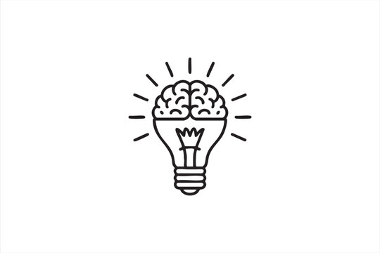 Lightbulb and brain creativity vector symbol for innovation and technology