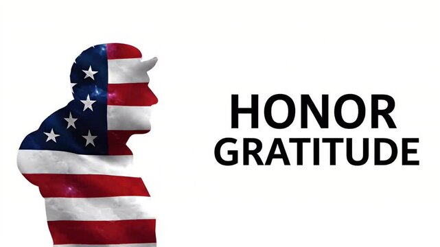 A saluting soldier silhouette with an American flag design showing honor