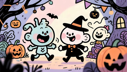 Whimsical Halloween Adventure With Little Characters