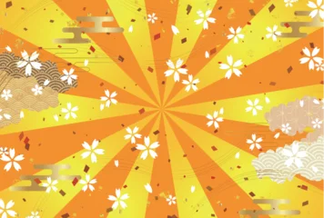 Fotobehang Beren 桜　和柄　年賀状　背景   © J BOY